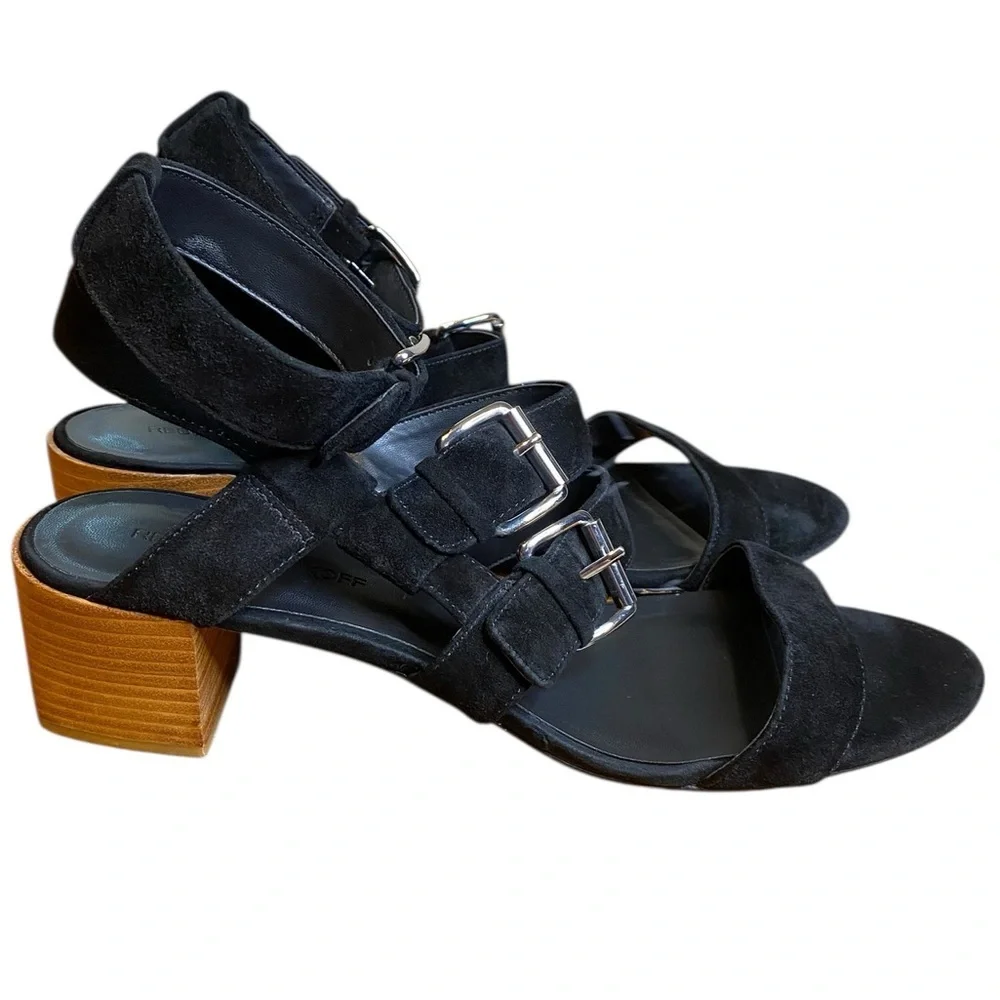 Rebecca Minkoff Ilana Black Suede Ankle Strap Block Heels Women’s size 11M